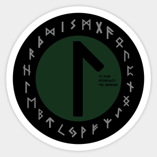 Green Laguz Futhark Rune Symbol Sticker